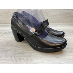 Dansko Black Leather Mary Jane Pumps Block Heel Round Toe Shoes Women's 8